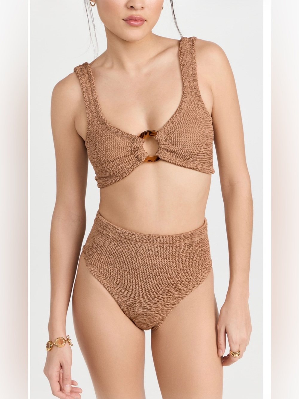 NWOT Hunza G Nadine Bikini in Metallic Cocoa